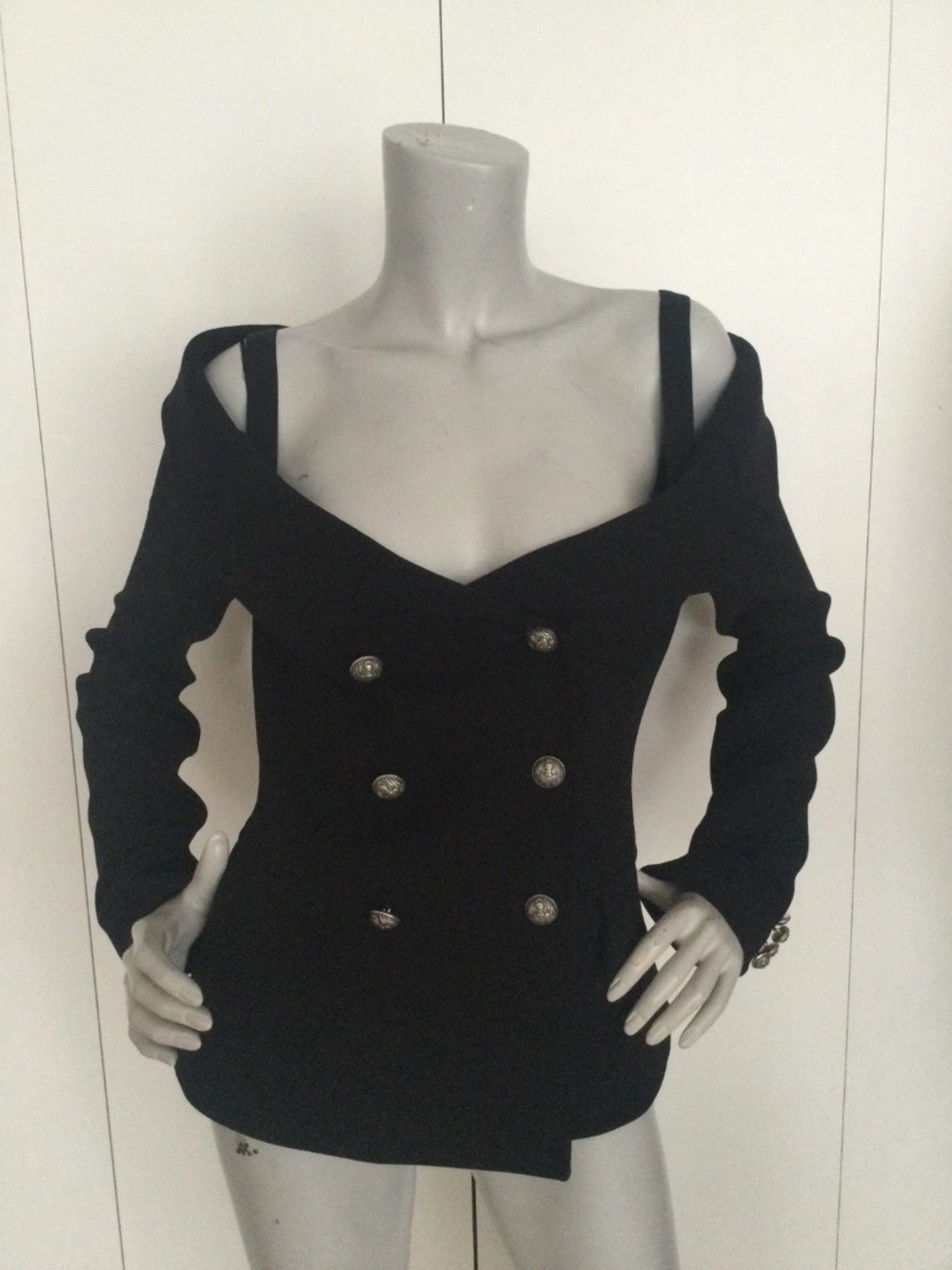FAITH CONNEXION Black Off The Shoulders Sailor Jacket Size FR 40/US 8